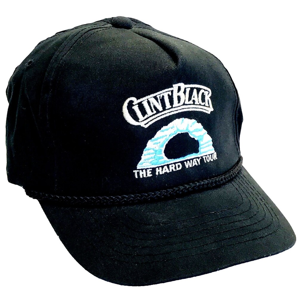 Clint Black Vintage Snapback Cap RARE Hard Way Tour '92 Designer Award Hat Black